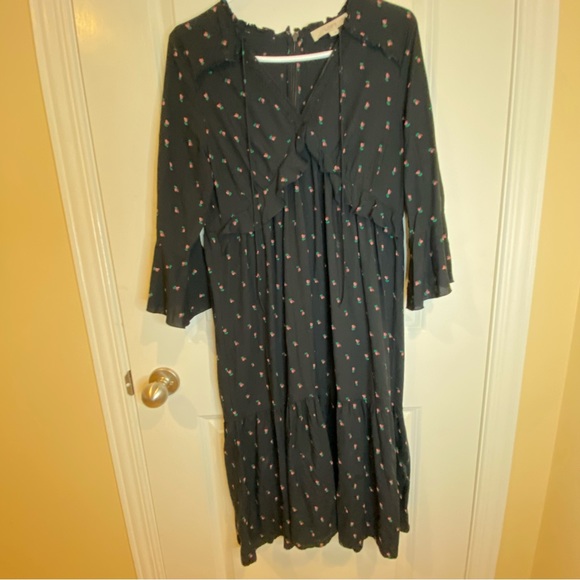 Loft floral tiered midi dress M - Picture 2 of 10